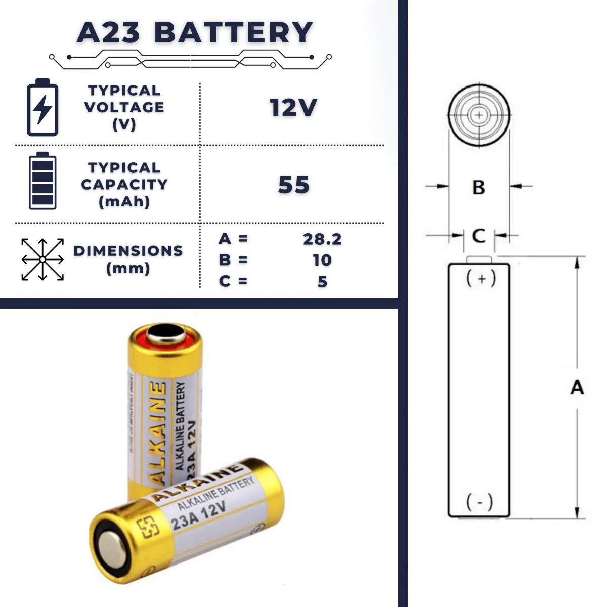 A23 battery: Equivalent, Specifications and Replacements