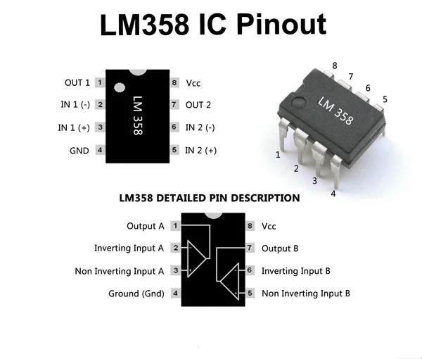 LM358 Dual Op-Amp: Pinout, Datasheet and Working