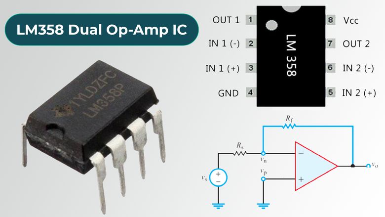 Op-Amp LM358P: Pinout, Circuits, and Datasheet